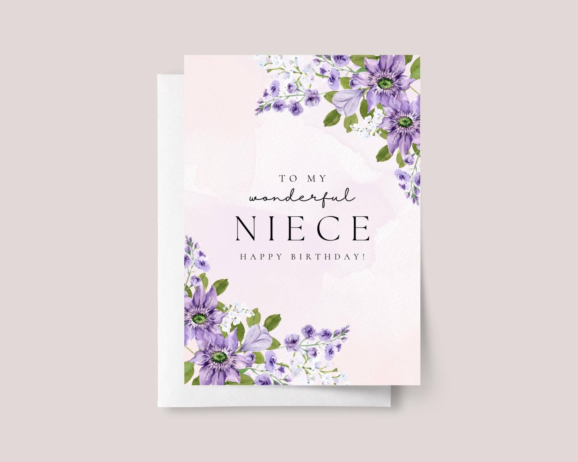 Design Sprinkles - Wholesale Birthday Card - Birthday Card for Niece with Purple Flowers0