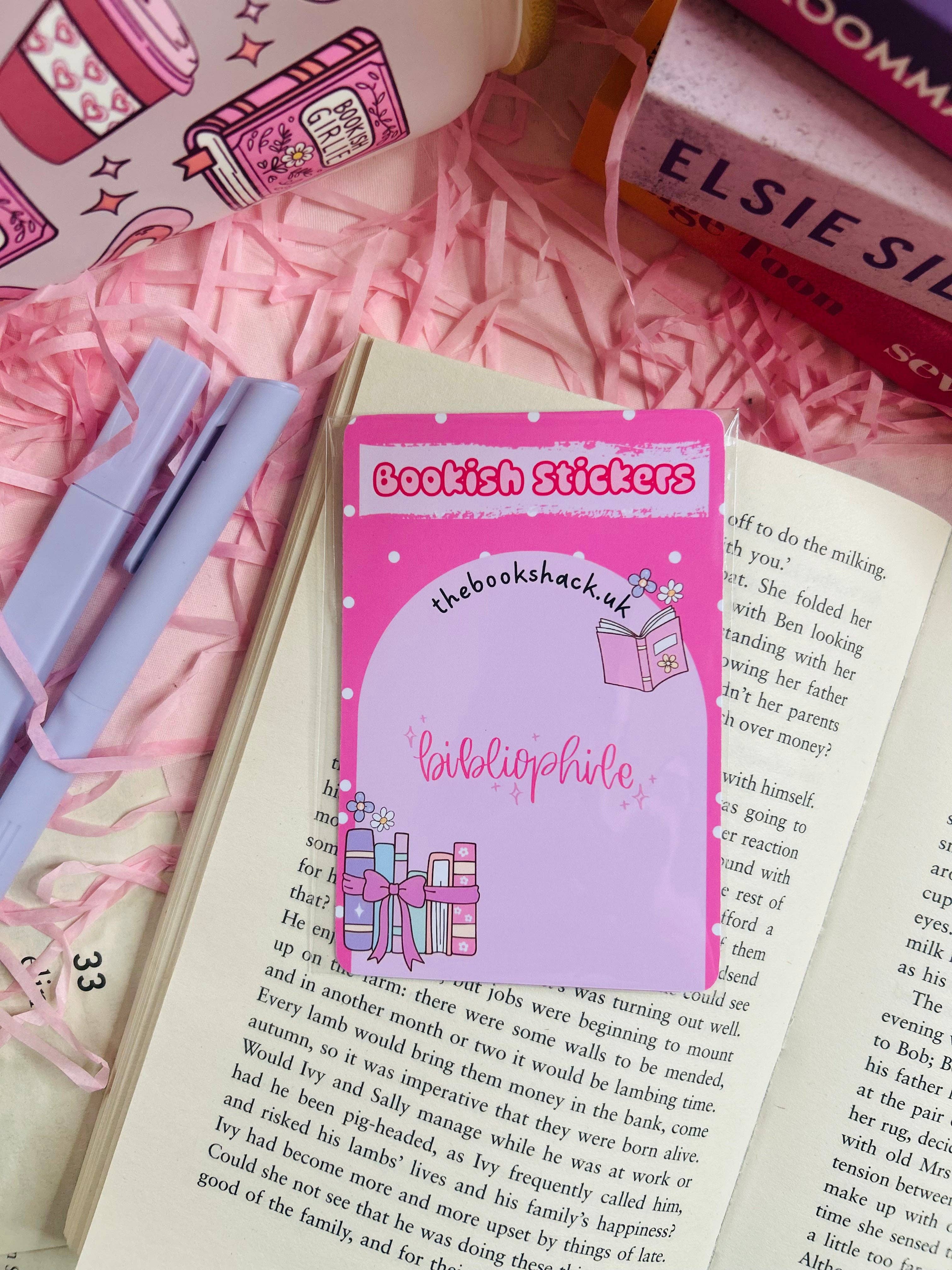TheBookShack – wholesale Sticker – Holographic "Bookish Girlie" Vinyl Sticker – Pink Bow Design3