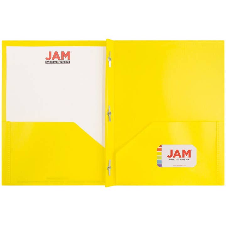 JAM PAPER - Wholesale Folders - Plastic Color POP 2 Pocket Folders with Metal Prongs, 6-Pack