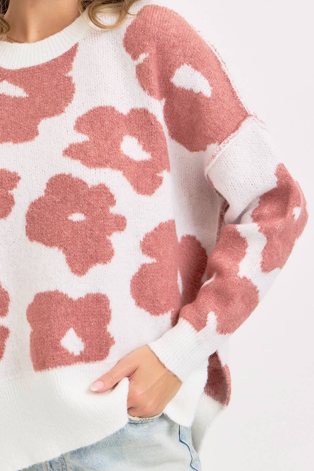 Sweet Lovely by Jen - Wholesale Knit Sweater - Women's - FLORAL LOOSE FIT SWEATER KNIT12