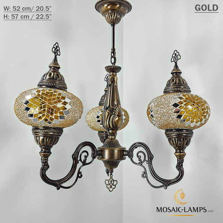 Mosaic Lamps – Candeeiro/lâmpada suspensa por atacado – Mosaico 3 Globo Feito à Mão Turco Marroquino Árabe Oriental Boh3