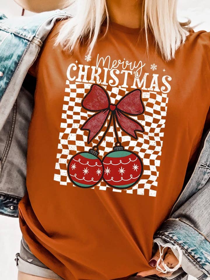Cherry Ornament Christmas Graphic Tee for wholesale by COLORBEAR