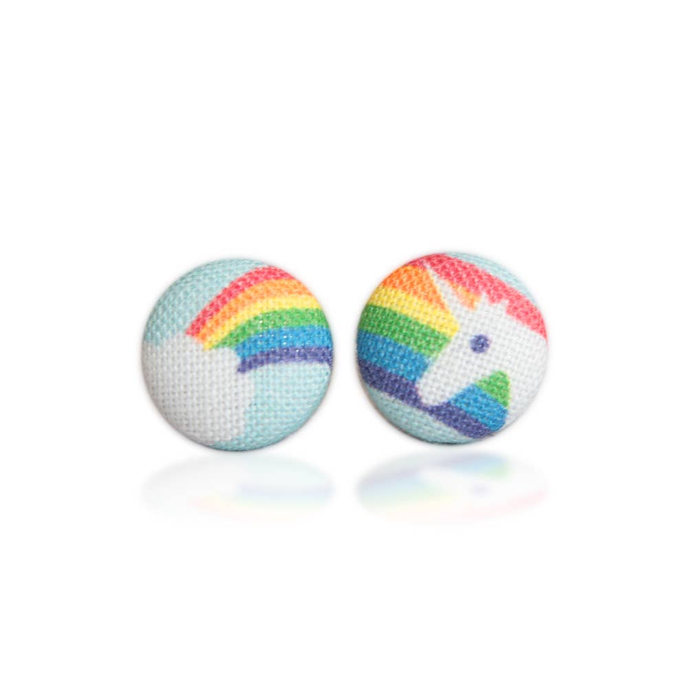 Rachel O's - Wholesale Stud/Post Earrings - Rainbow Unicorn Fabric Button Earrings4