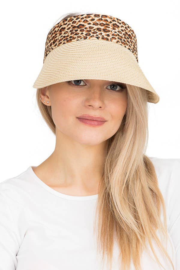 Cap Zone - Wholesale Visor - Women's - Leopard  Edge Toyo Straw Wide Bill Sun Visor4