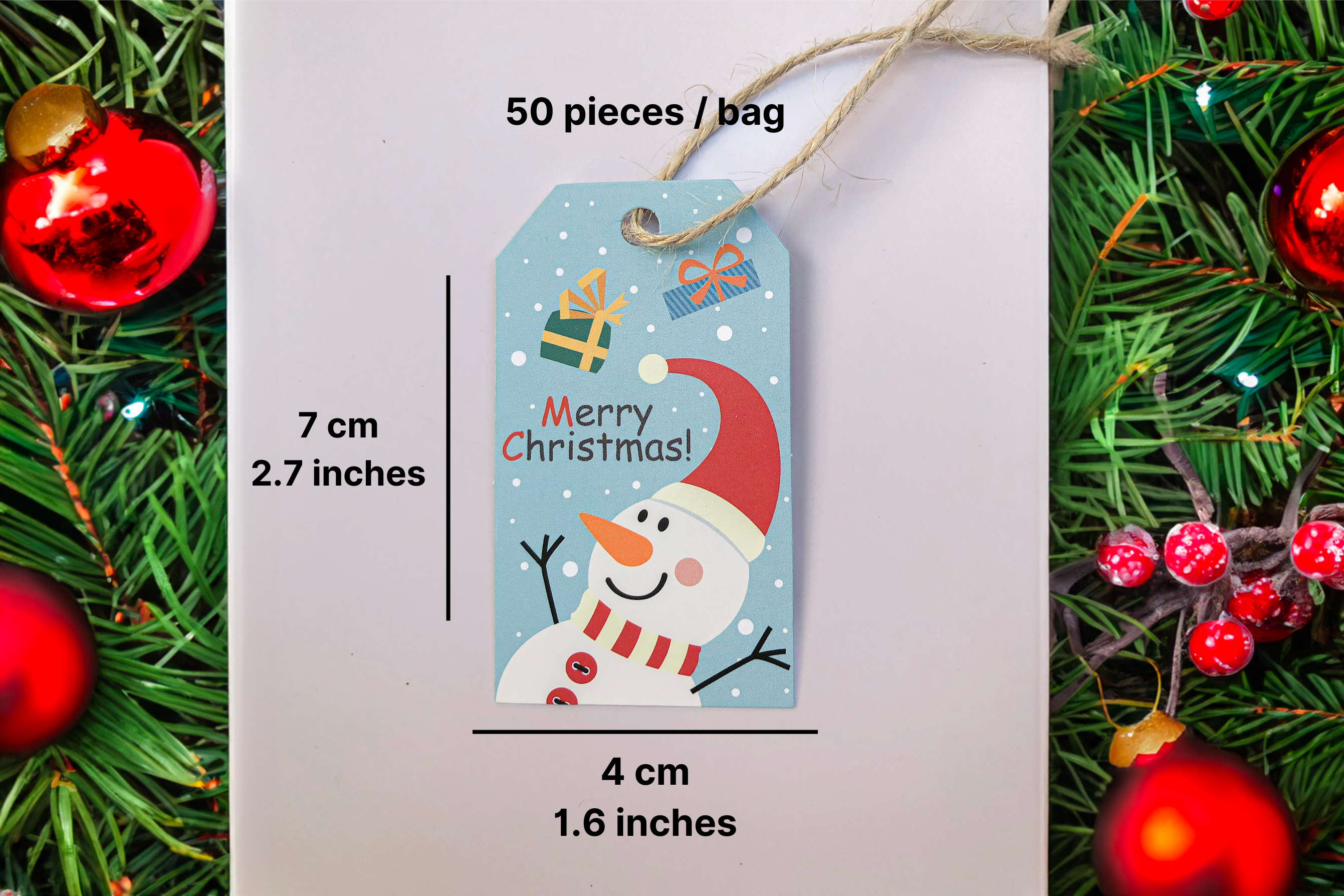 Plantish - Wholesale Gift Tag Label - Frosty Blue Christmas Tag, Sticker | Christmas Card & Label9