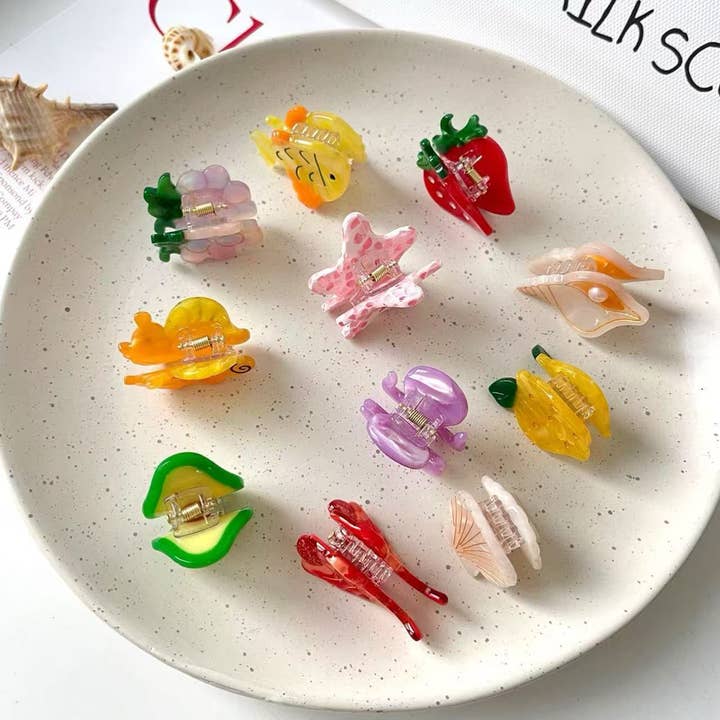 SoapElenGlen - Wholesale Hair clip – Women’s - Marine Animal Series Hair Clip, Acetate Fruit Mini Claw Clip9
