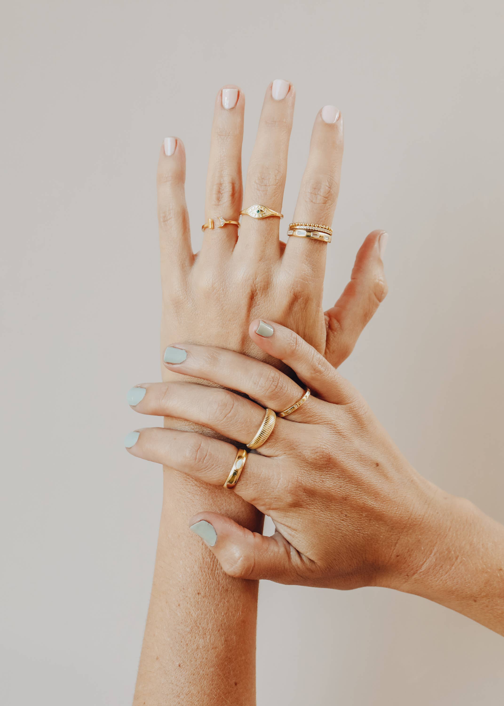 JaxKelly - Wholesale Band/Stacked Ring - Gold Rings - Ridged7