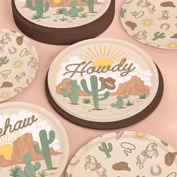 Petit Fetti - Wholesale Disposable Plate - Western Rodeo Birthday Party Plates, Decorations, 24 count
