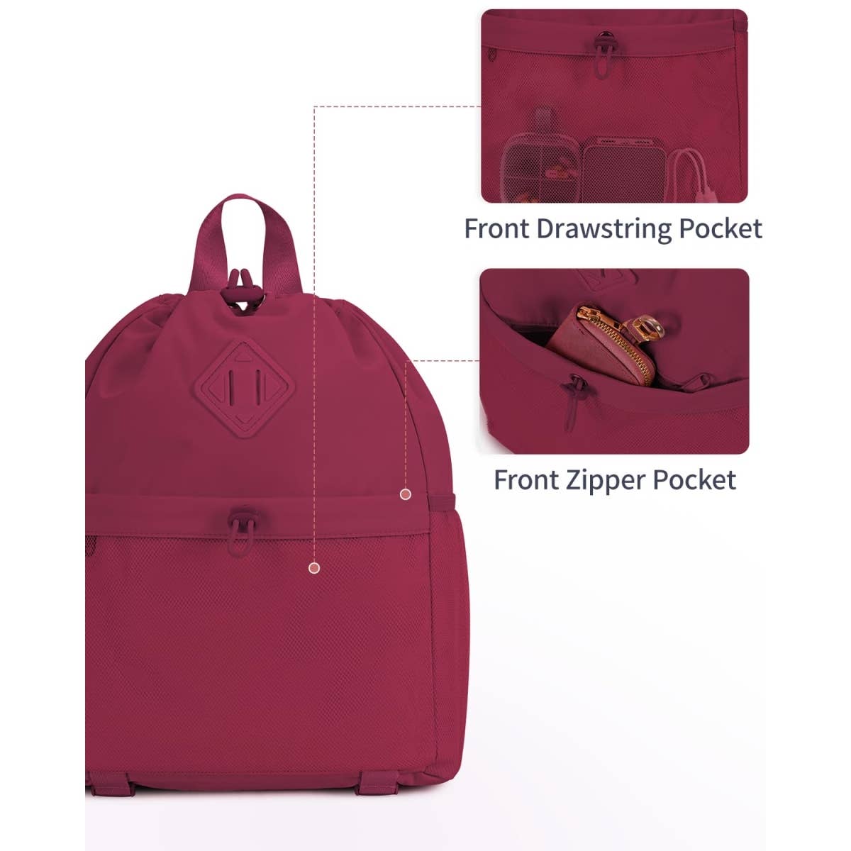 wandf - Vente Sac à cordon de serrage – unisexe - Sac à dos de sport avec cordon de serrage et sangle pour tapis de yoga32