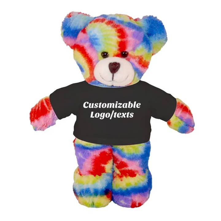 8″ Tie-Dye Custom Bear | Personalized Bear Stuffed Animal for wholesale by Plushland