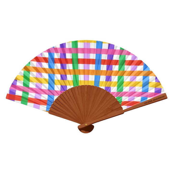 "Multicolored Vichy" fan for wholesale by Thomas Gravereau