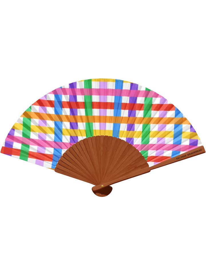 "Multicolored Vichy" fan for wholesale by Thomas Gravereau
