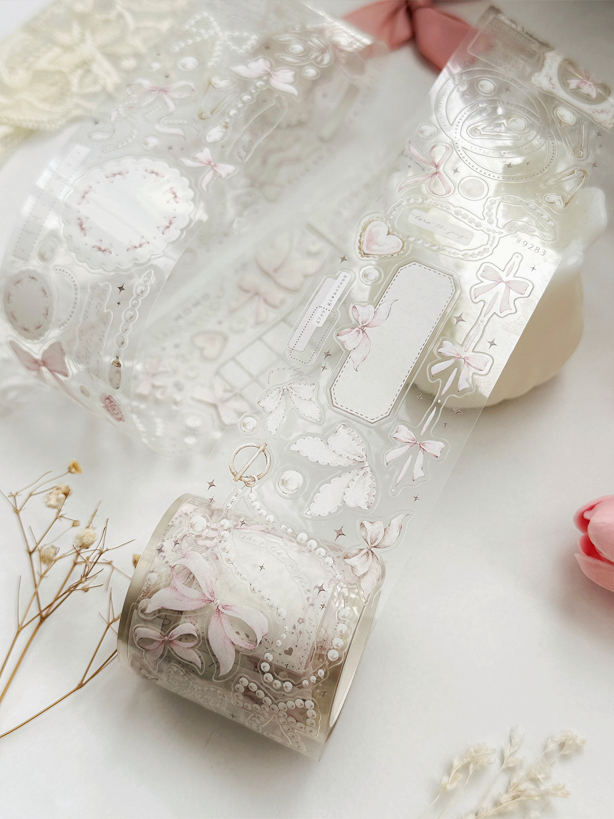 leelajournals - Wholesale Washi Tape - bows & pearls pet tape (pre-cut)2