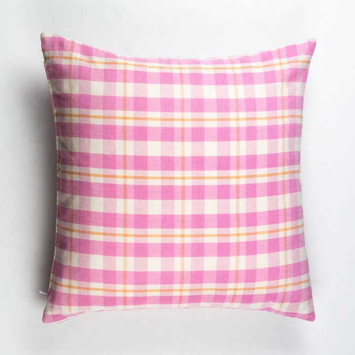 Archive NY Abigail Plaid Square Pillow in Bubblegum for wholesale by Archive NY