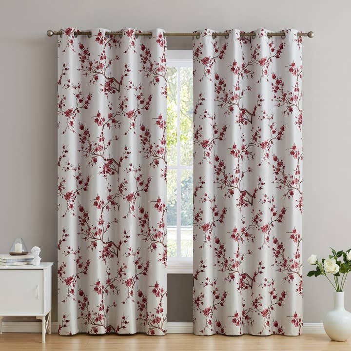 Panneaux de rideaux à œillets 100 % occultants Jasmine Floral pour la vente par HLC.me