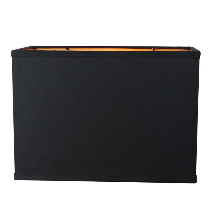Adrianas Specialty Lamp Shades – wholesale Återförsäljarskyltning – Rektangulär trum lampskärm 16" bred x 11" hög, mjuk svart tyg