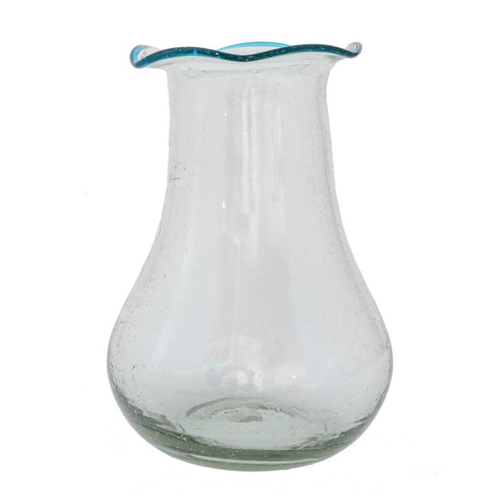 Sobremesa - Wholesale Vase - Ruffled Edge Aqua Rim Vase2