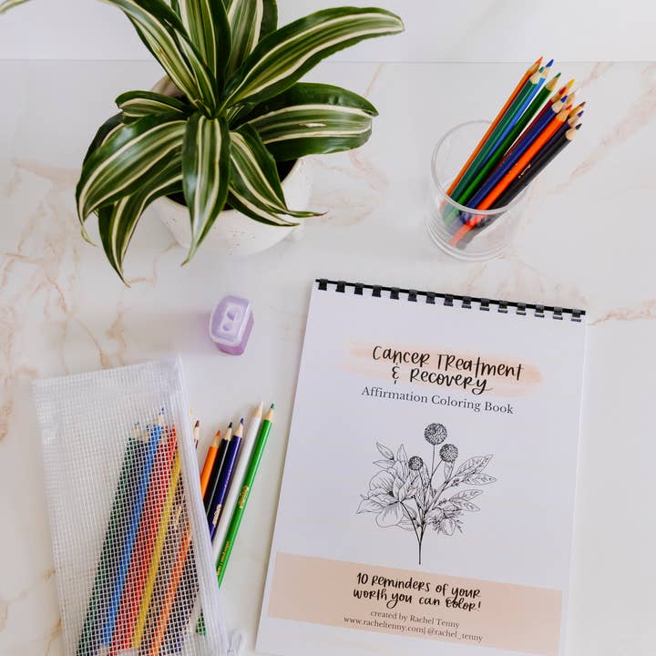 Libro da colorare sul trattamento del cancro | Matite colorate e astuccio per la vendita all'ingrosso da parte di Rachel Tenny