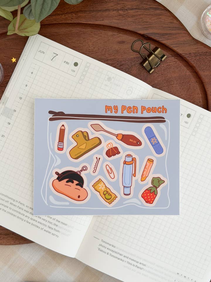 My Pen Pouch Sticker Sheet for wholesale by Marlene Vega Studio