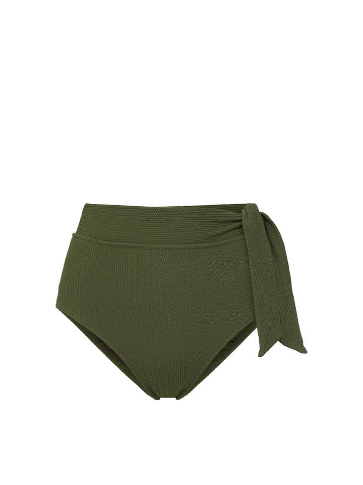 Side Tie High Waist Bottom Olive Textured Stripe for wholesale by Change of Scenery