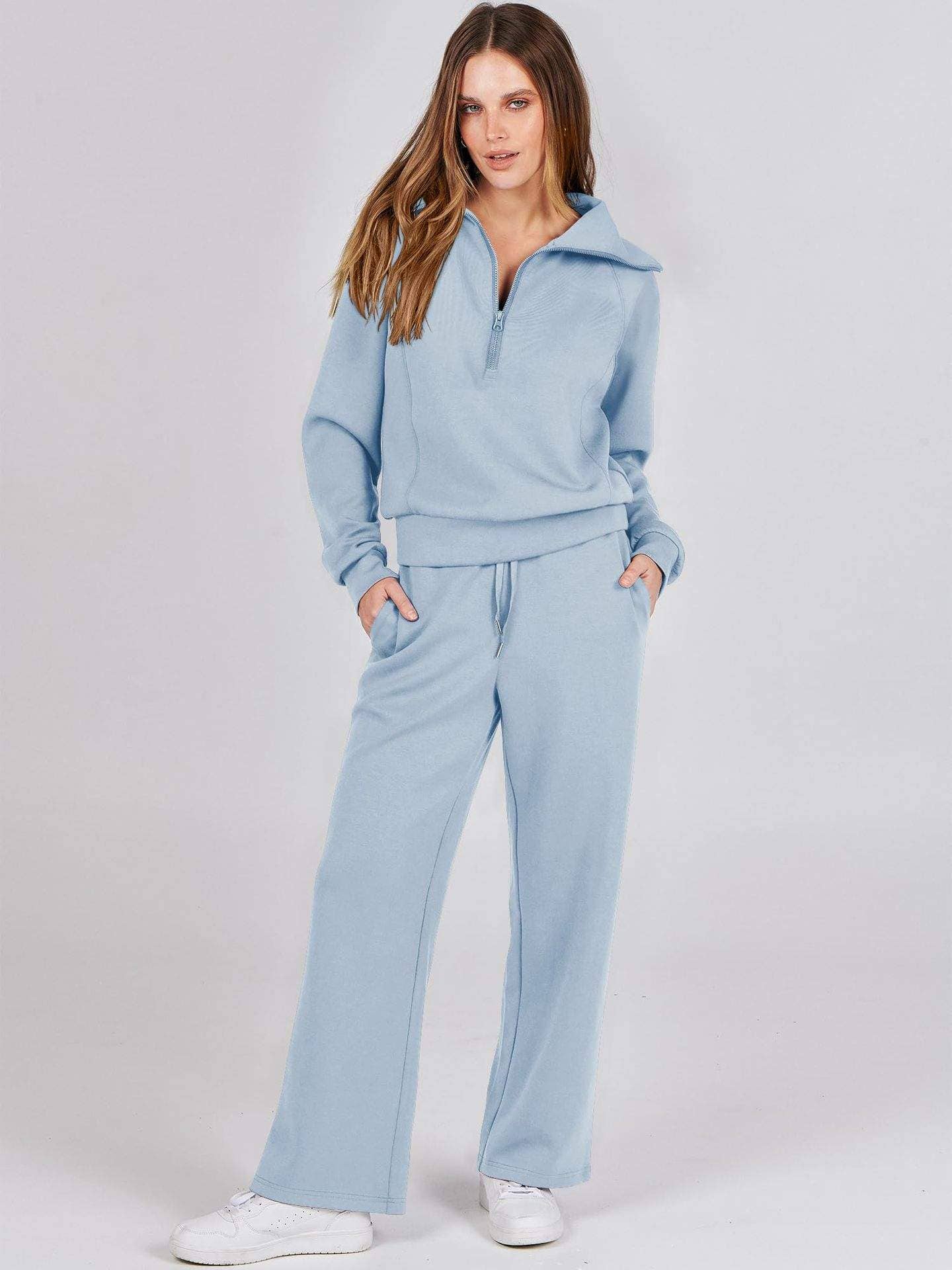 Queen Fashion - Wholesale Top & Skirt Set - Women's - long sleeved sweater wide leg pants two piece set78