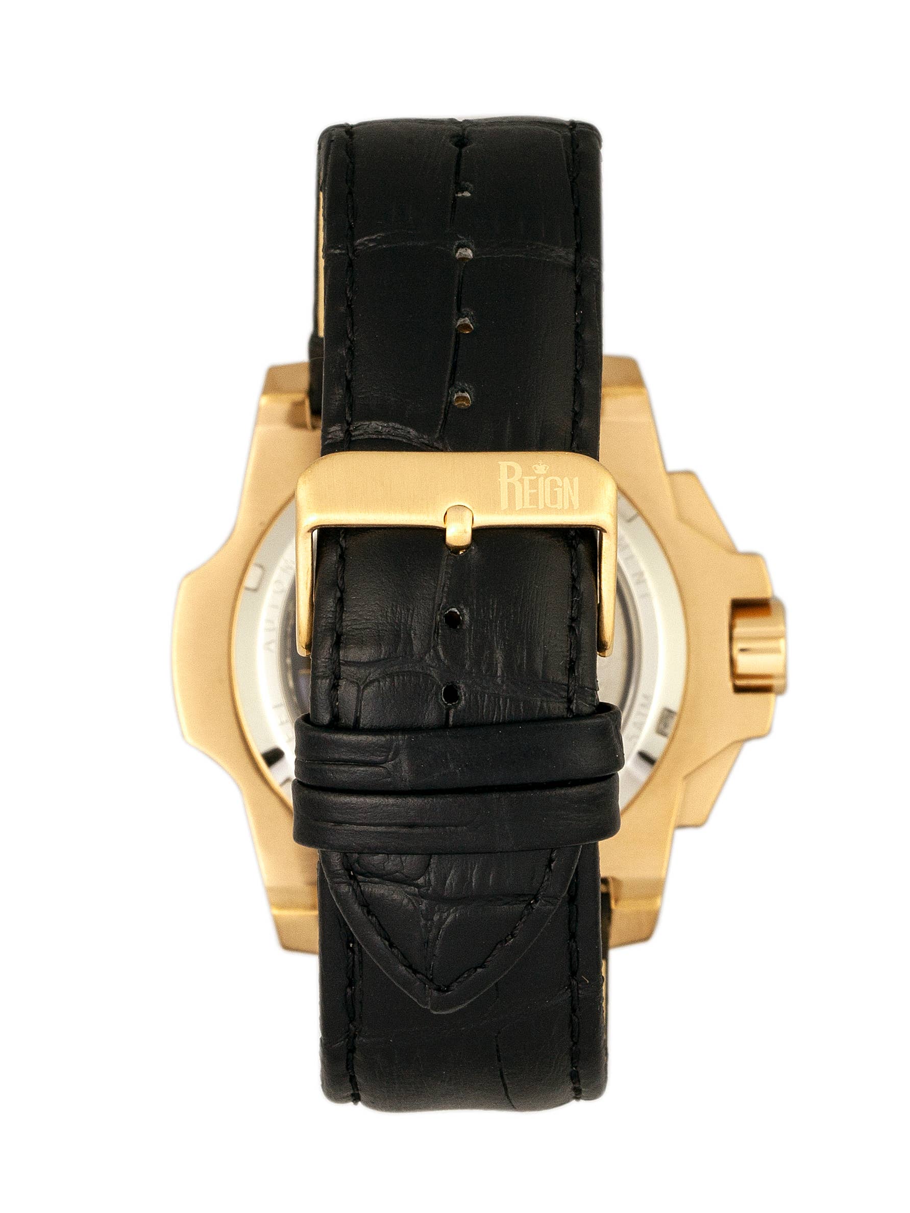 Reign - Wholesale Wrist Watch - Men's - Reign Commodus Automatic Leather-Band Skeleton Watch10