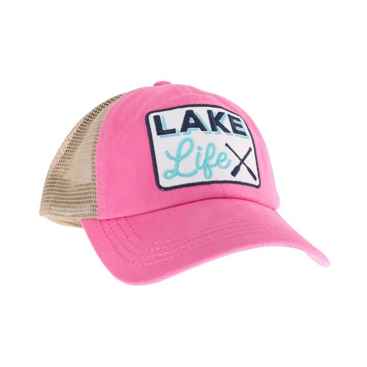 C.C Beanie - Wholesale Ponytail Cap - Women's - Embroidered Lake Life Patch C.C High Pony Criss Cross Ball C
