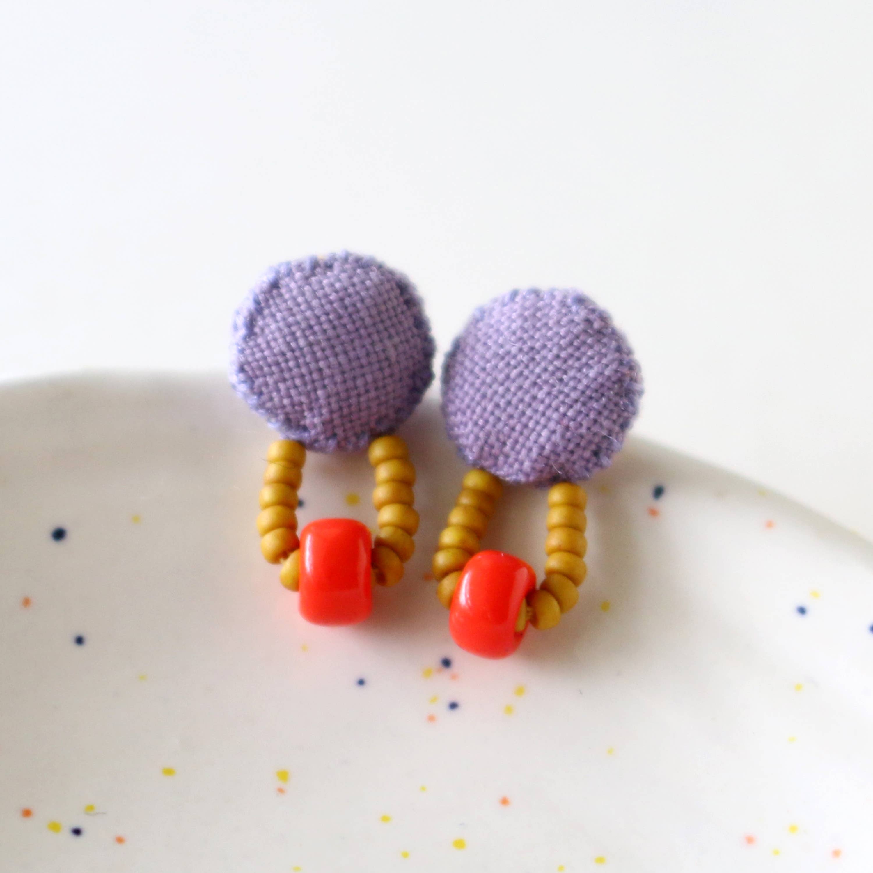 ashdel – wholesale Stud/post earrings – Hand-Sewn Vintage Fabric Dot Stud Earrings5
