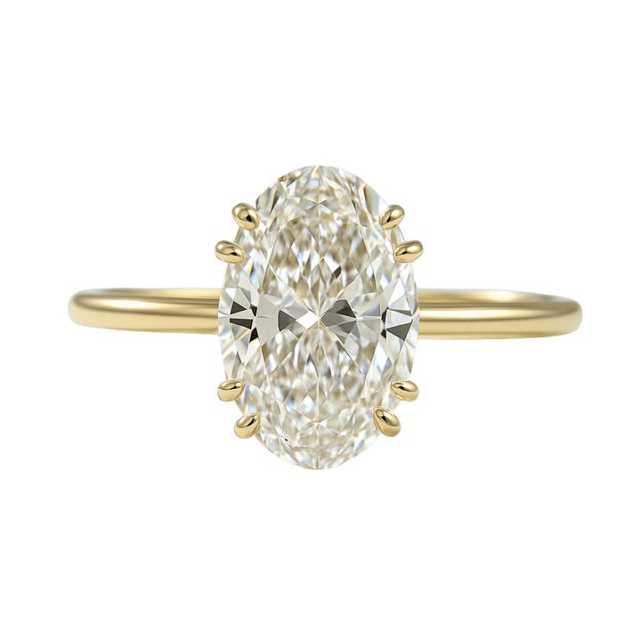 2 Carat Oval Cut 8 V Prongs Minimalist Engagement Ring for wholesale by Evara Jewelry