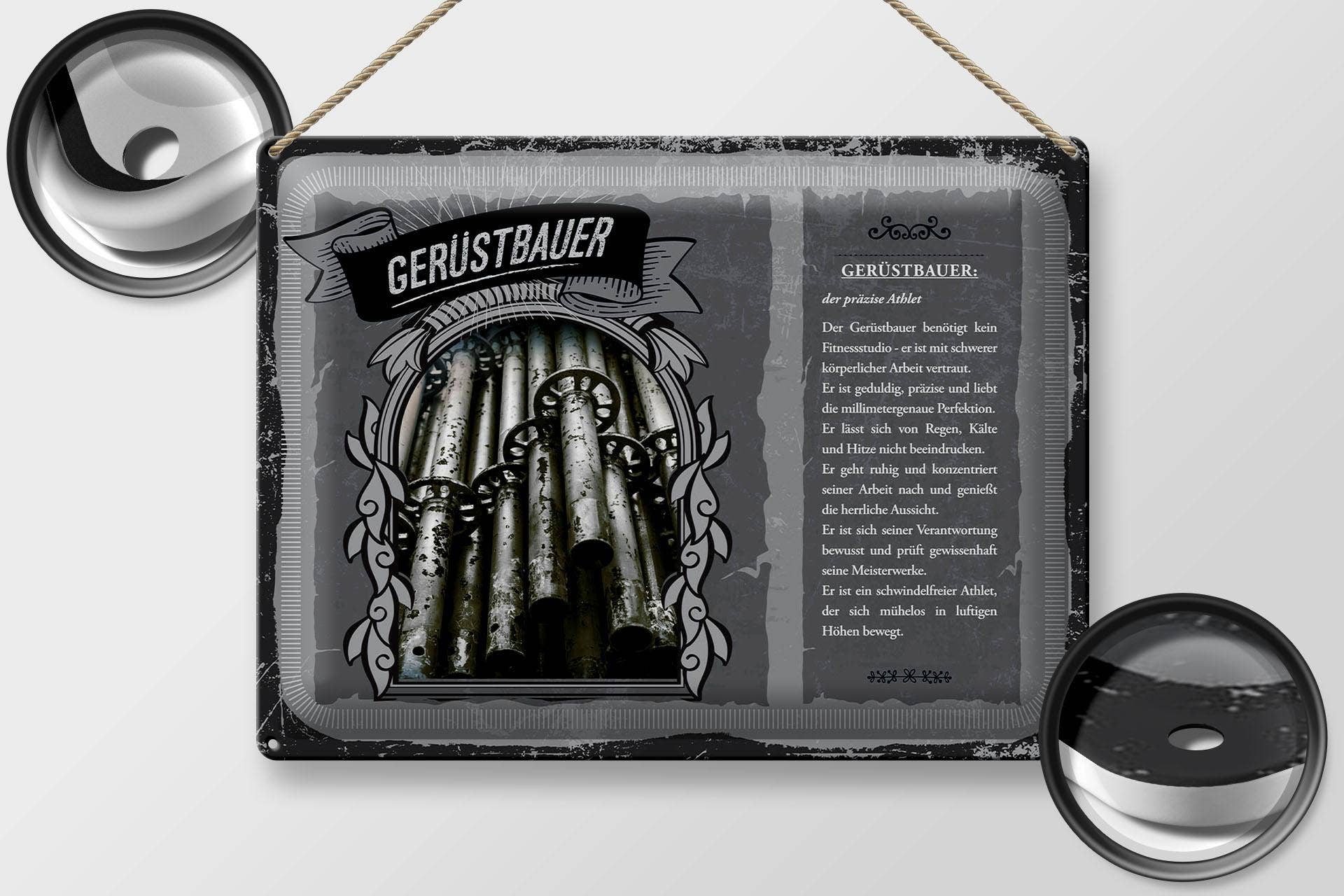 Femer - Vente Pancarte - Plaque en étain Professions 40x30 cm pour échafaudage, décoration d'athlète précise1