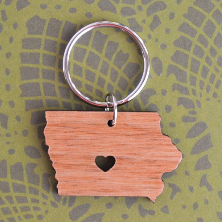 Des Moines Love Wood Keychain - Bulk/Wholesale Options for wholesale by The Brassy Explorer