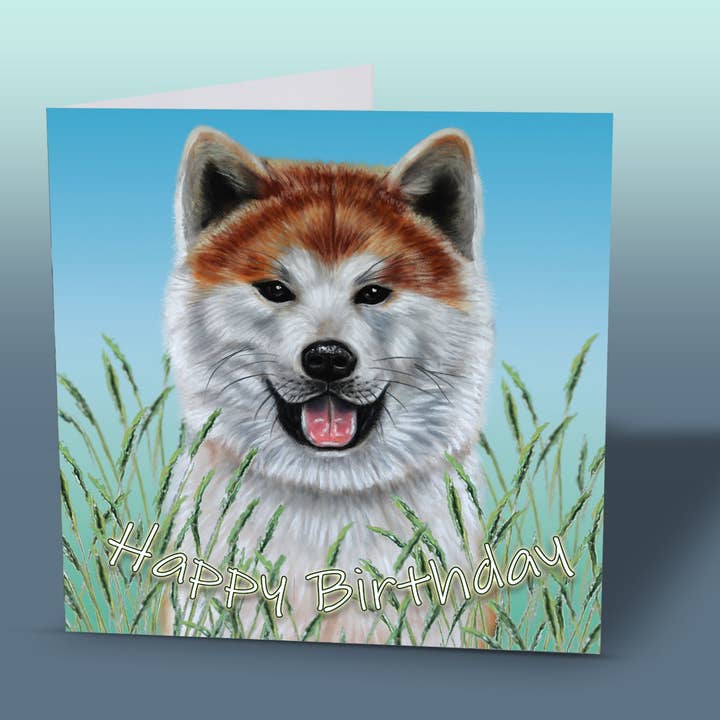 Dog Birthday Card - Akita for wholesale by Irisha's Card Art