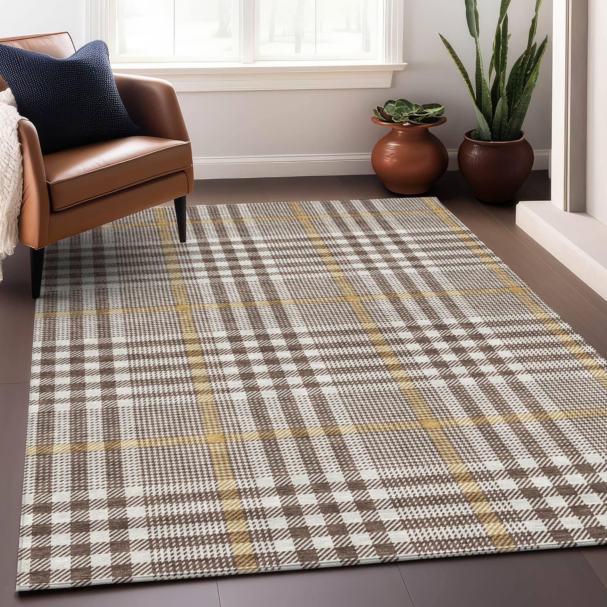 LOOMLAN - Wholesale Area Rug - Samira Brown Washable Indoor-Outdoor Rug9