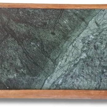Green Marble and Wood Serving Tray 30x20 cm – Elegant for Kitchen, Bathroom or Table Service | Kalu Creations for wholesale by Kalu Creations