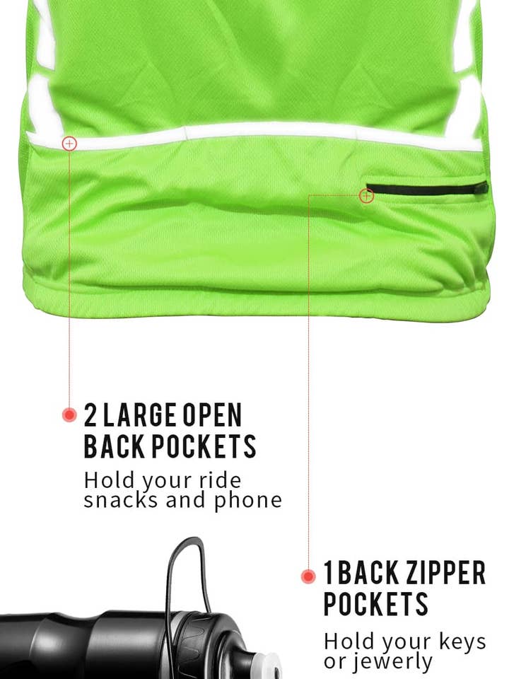 ReflecToes - Wholesale Athletic Top - Women's - ReflecToes High Visibility Cycling Jersey - Reflective Hi-Viz Cycling Shirt Men and Women2