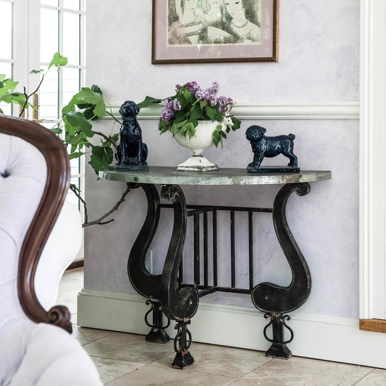 A&B Home Group Inc. - Wholesale Patio Table - 40x20x30" Indoor/Outdoor Demilune Console - Silver/Black2