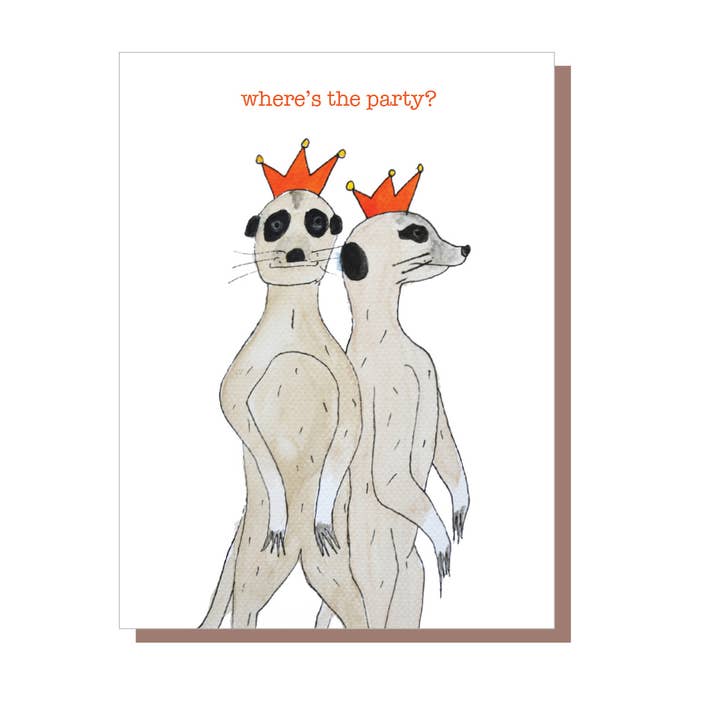 Waar is het feest? (stokstaartjes) voor wholesale door Irish Greeting Cards by Catherine Dunne