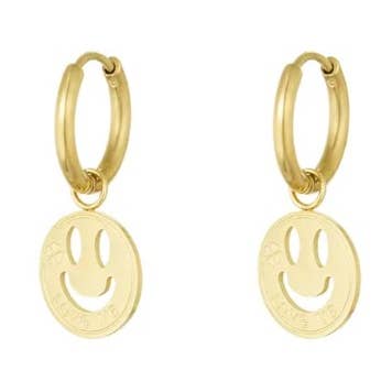 Sansira Jewelry – wholesale Hängande örhängen – Smiley örhängen i rostfritt stål 0