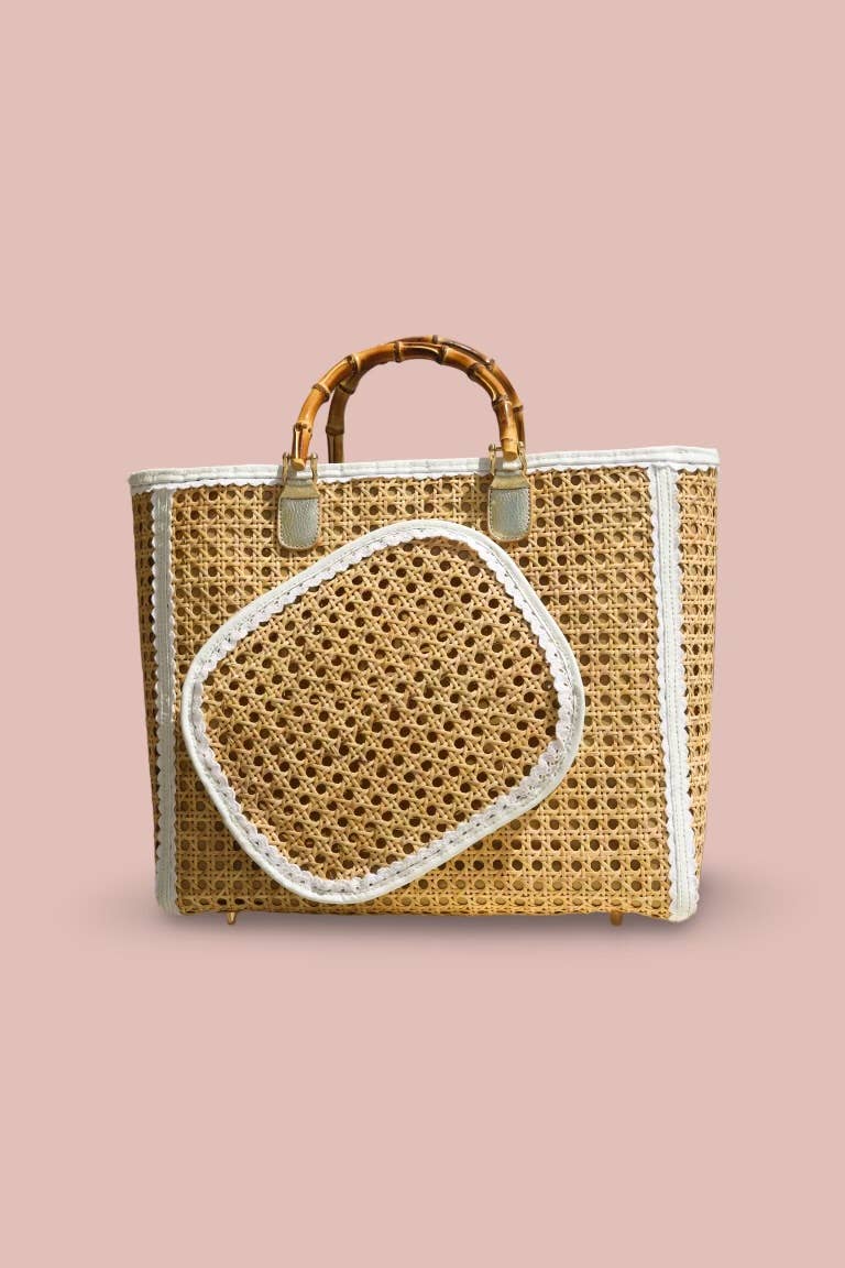 Paddle & Palm Pickleball - Wholesale Tote Bag - Women's - Pickleball Tote Bag, Cane, Leather, Bamboo and Custom Brass3