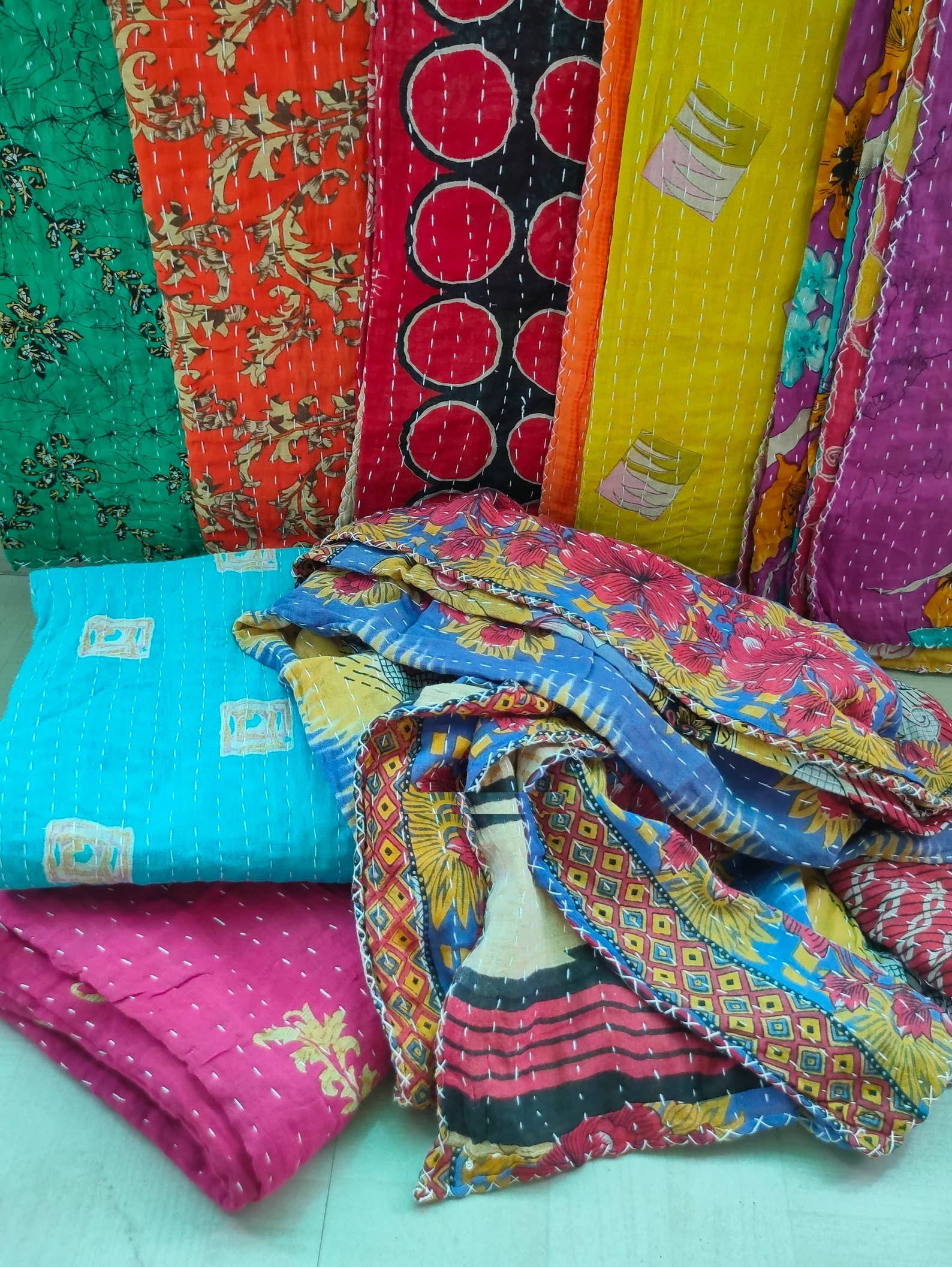 Meghcraft - Wholesale Quilt - Cotton Vintage Quilted Blanket-Bohemian Bed Decor Throw5