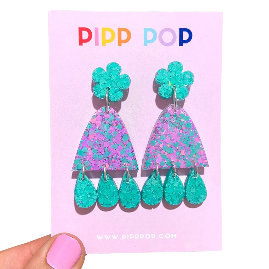 Pipp Pop - Wholesale Dangle Earrings - Suzie Glitter Dangles - Mint To Be - 2 styles available3