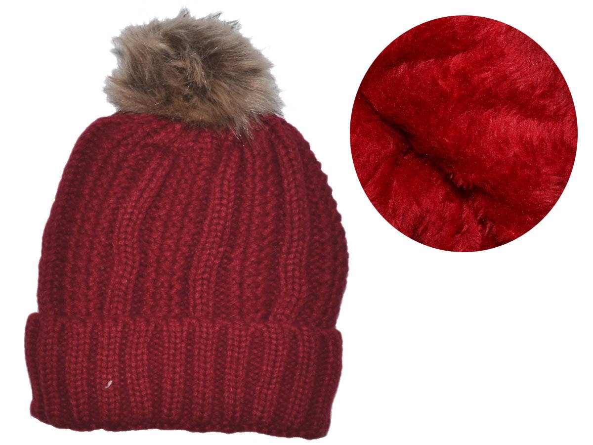 Buck Wholesale - Wholesale Beanie - Women's - Winter Beanie with Removable Raccoon Fur Pom-Pom9