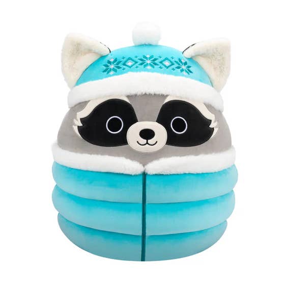 Authentic Street Signs - Vendita all'ingrosso Peluche - Bambini e neonati - Piumino natalizio Squishmallow Galci Raccoon 20,3 cm0