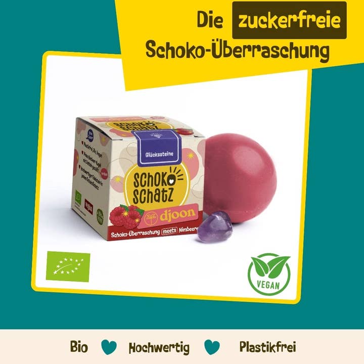 Chocoladeverrassing ontmoet djoon - met edelsteen - suikervrij voor wholesale door SchokoSchatz e.K.