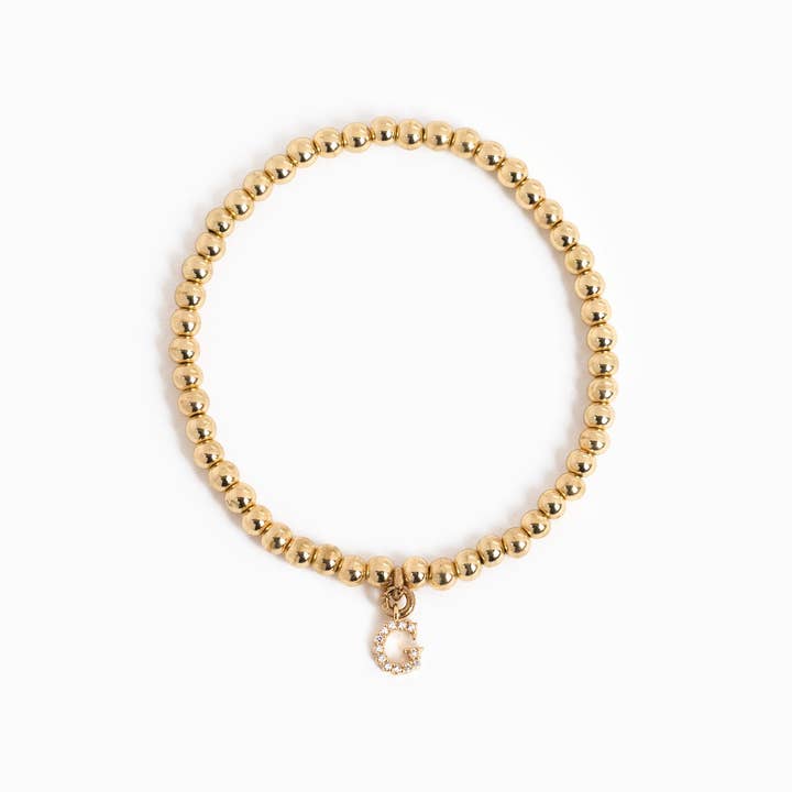 Sessori - Wholesale Charm/Dangle Bracelet - CZ Pave Letter Initial Stretch Bracelet5