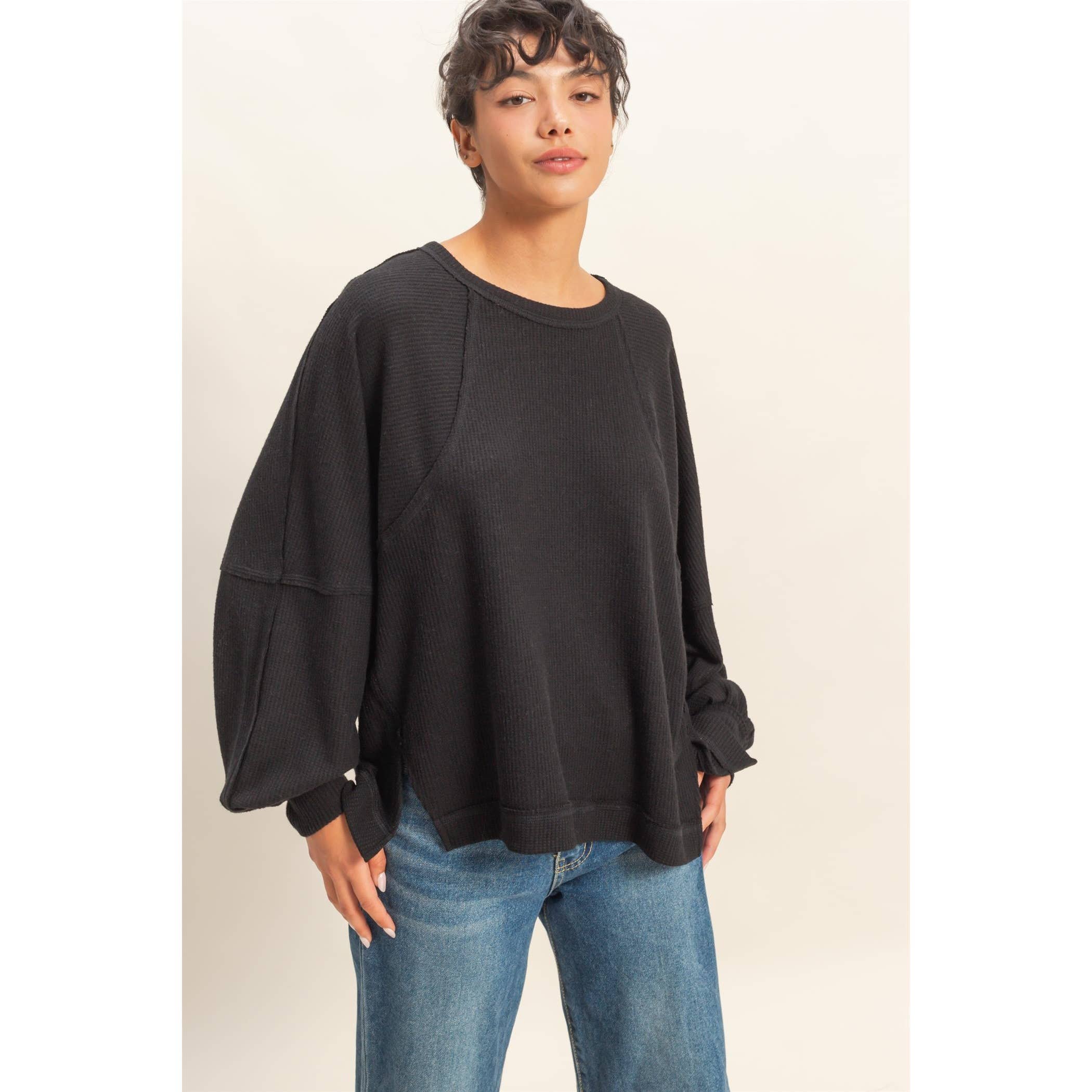 HYFVE - Vente Haut en maille – femme - Haut décontracté à manches longues en maille gaufrée brossée32