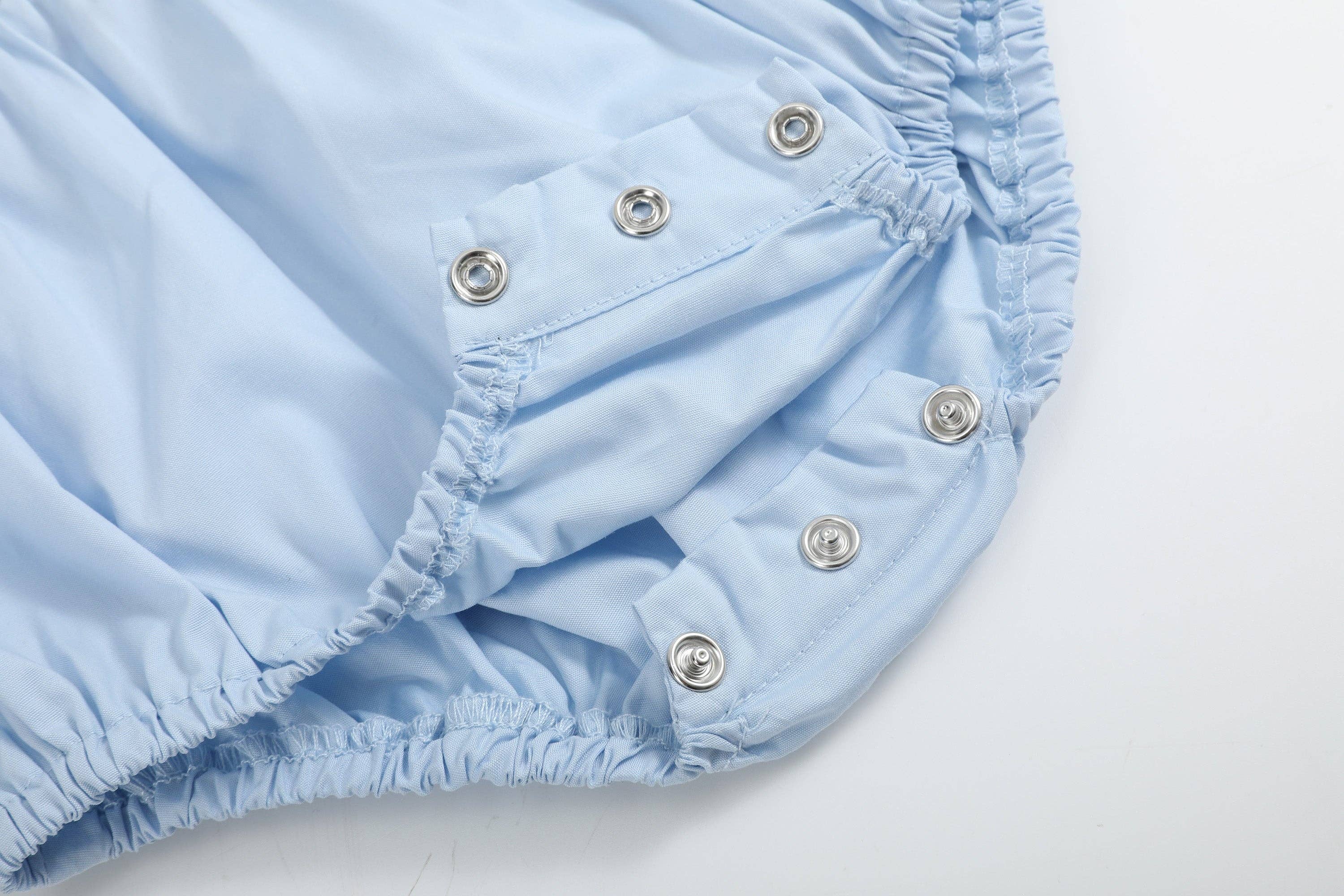 Lil Cactus - Wholesale Bodysuit (Non-Footed) - Baby - Blue Whale Smocked Collared Bubble Romper6