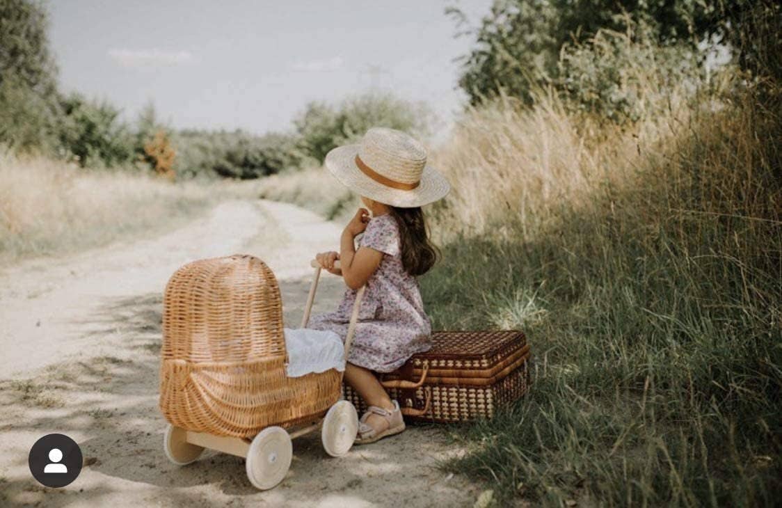The Wicker Stories - Wholesale Doll Stroller - Kids - Natural Wicker Pram With Handle And Cotton3