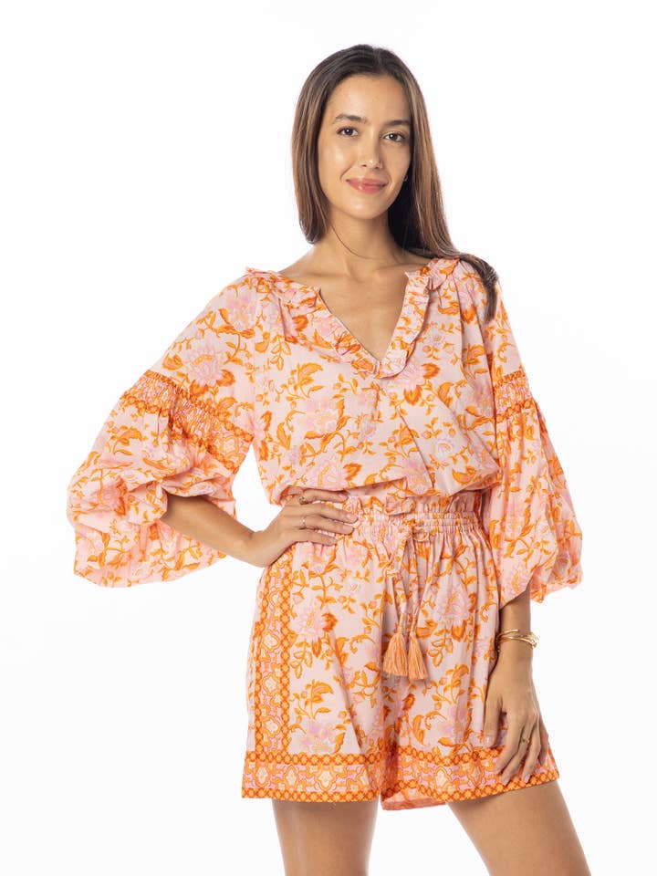 Carlie Shorts. Tangerine. for wholesale by Bindu