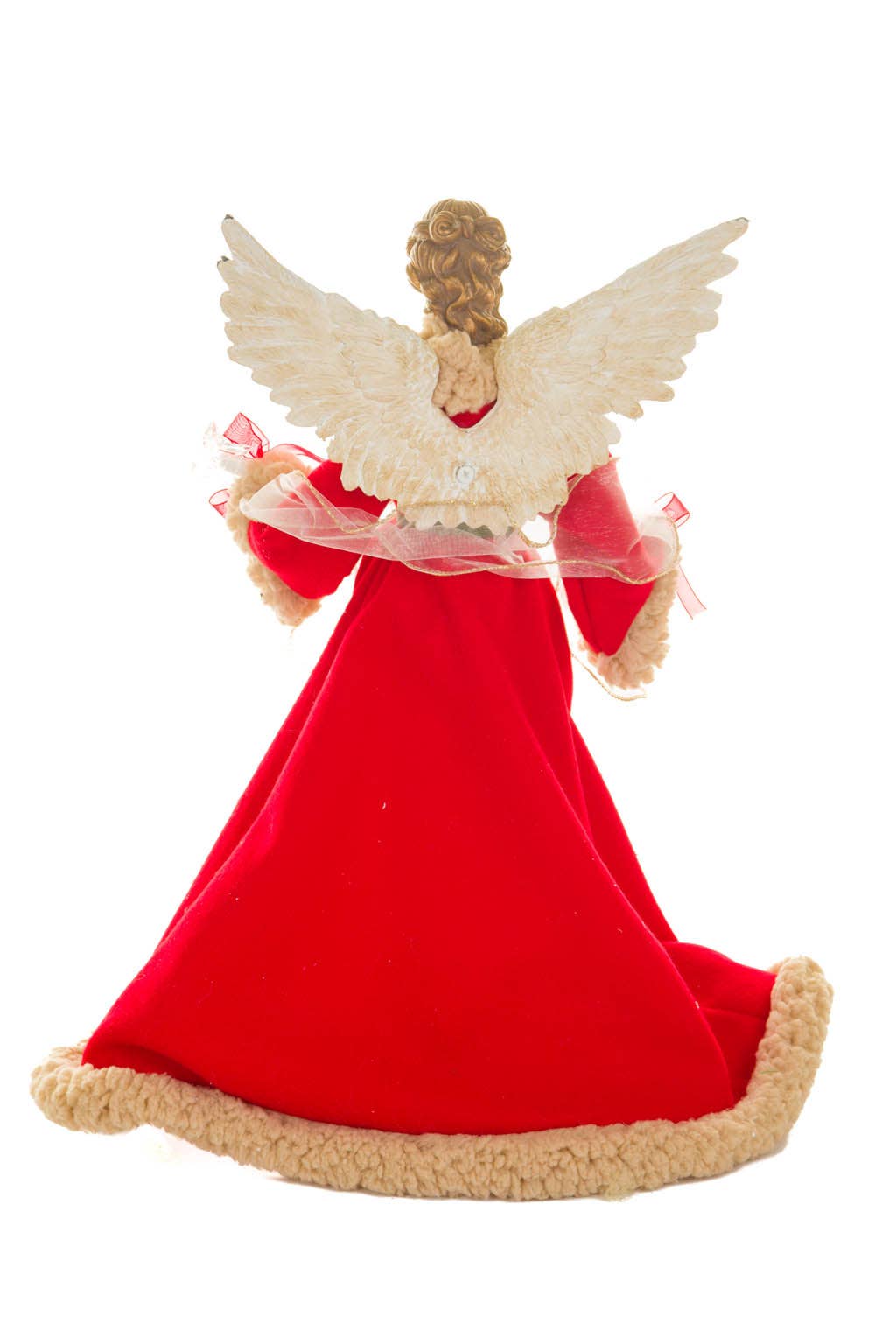 Starlight Collection - Wholesale Tree Topper - Large Red/Beige LED Chic Angel Tree Topper w/ glowing stars2